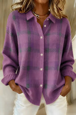 Cozy Plaid Knit Cardigan