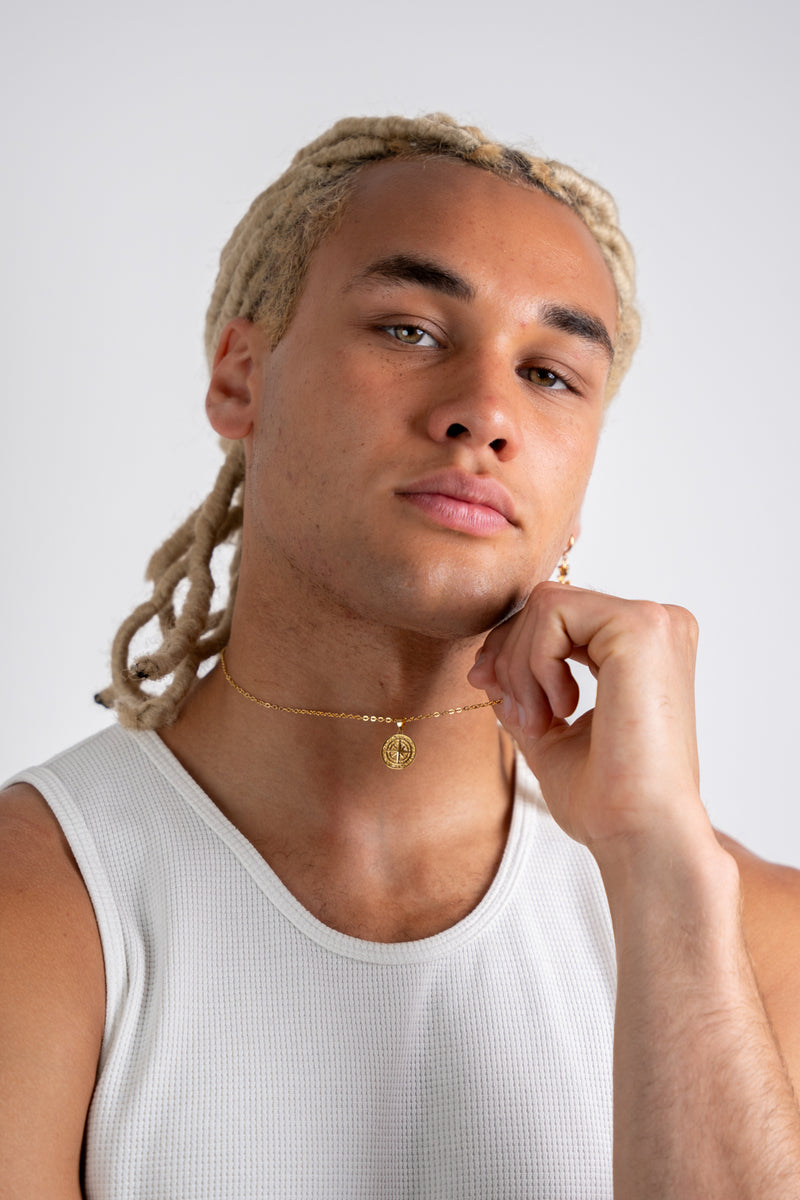 Gold Pendant Necklace - Compass