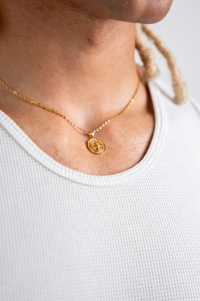 Gold Pendant Necklace - Compass