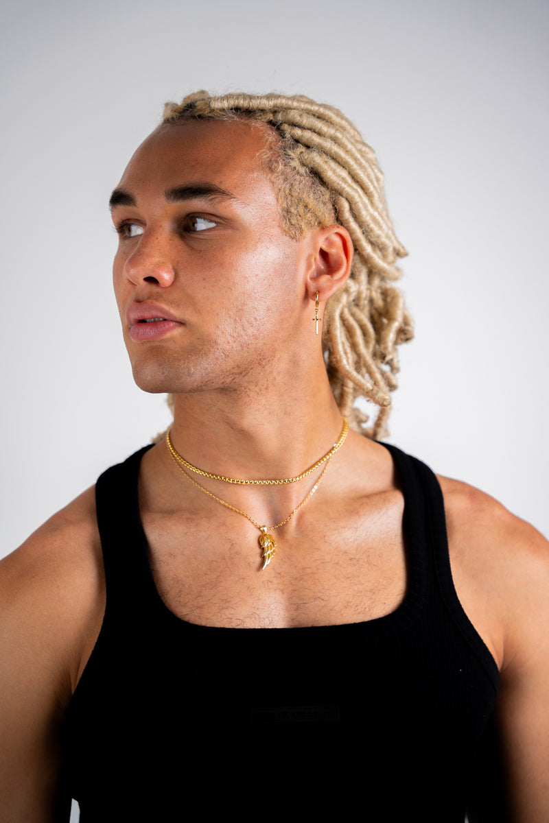 Gold Pendant Necklace - Angel Wing