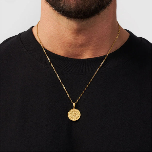 Gold Pendant Necklace - Compass