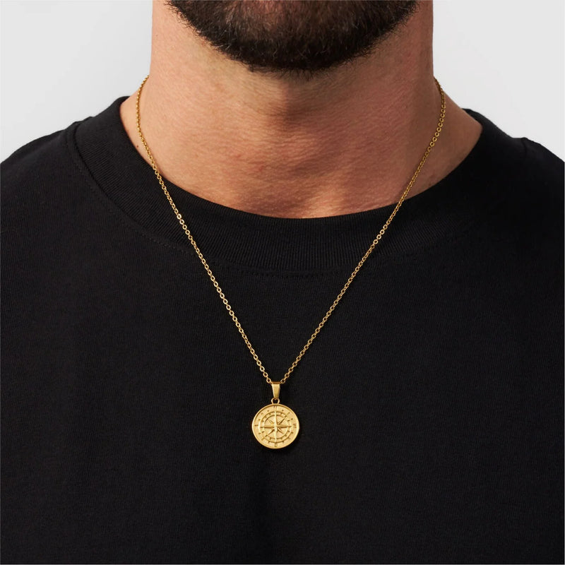 Gold Pendant Necklace - Compass