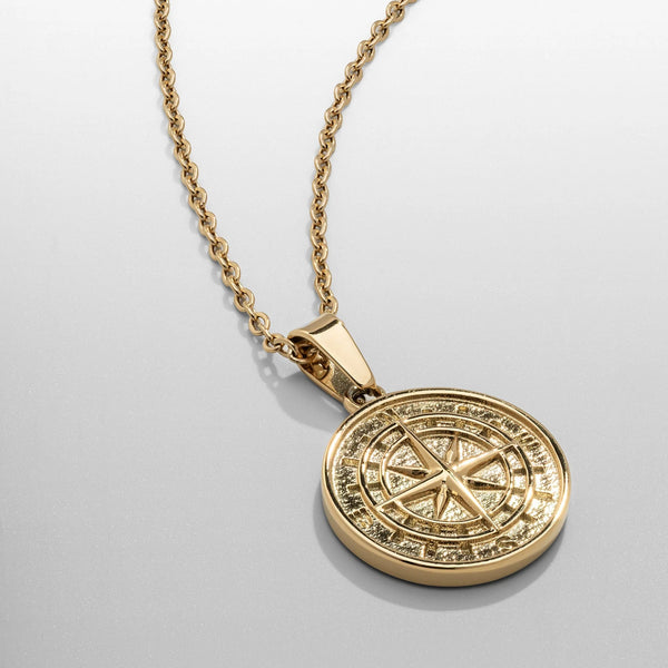 Gold Pendant Necklace - Compass