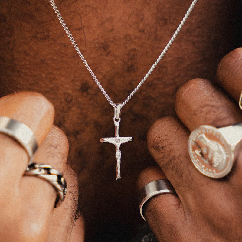 SILVER SET - CRUCIFIX AND 3MM ROPE CHAIN NECKLACE
