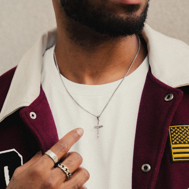 SILVER SET - CRUCIFIX AND 3MM ROPE CHAIN NECKLACE