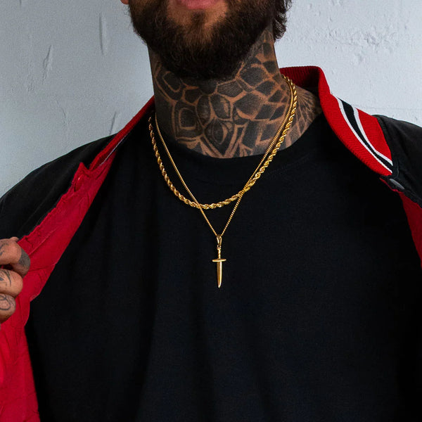 Gold Dagger Pendant Necklace