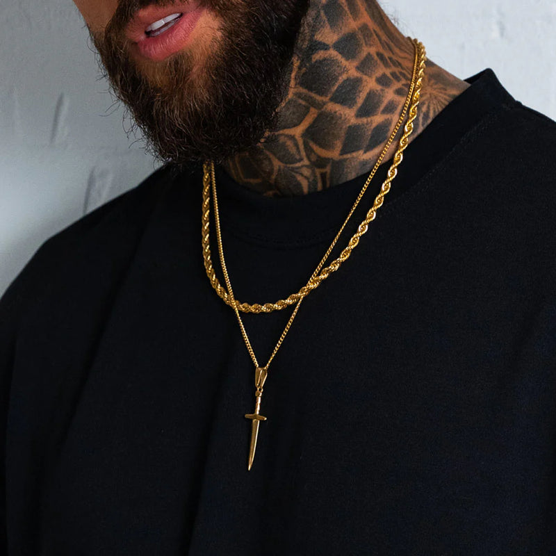 Gold Dagger Pendant Necklace