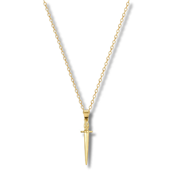 Gold Dagger Pendant Necklace
