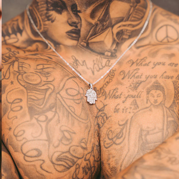 Silver Hamsa Hand Pendant Necklace