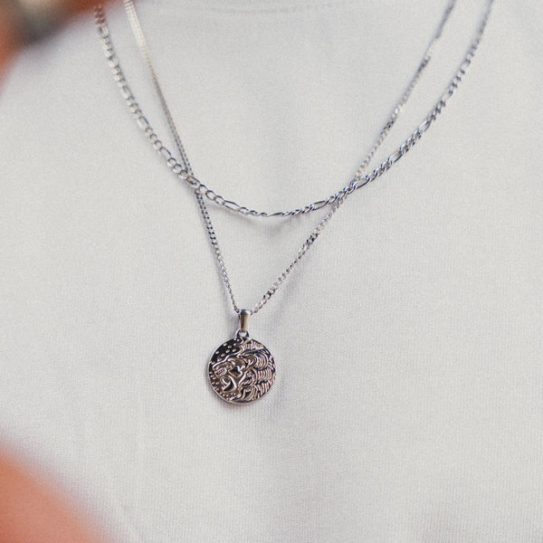 Lion Pendant Necklace - Silver