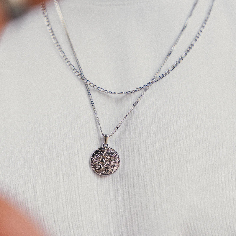 Lion Pendant Necklace - Silver