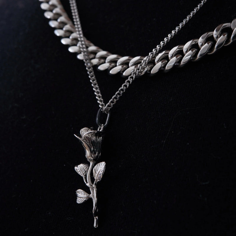 Rose Pendant Necklace - Silver Plated