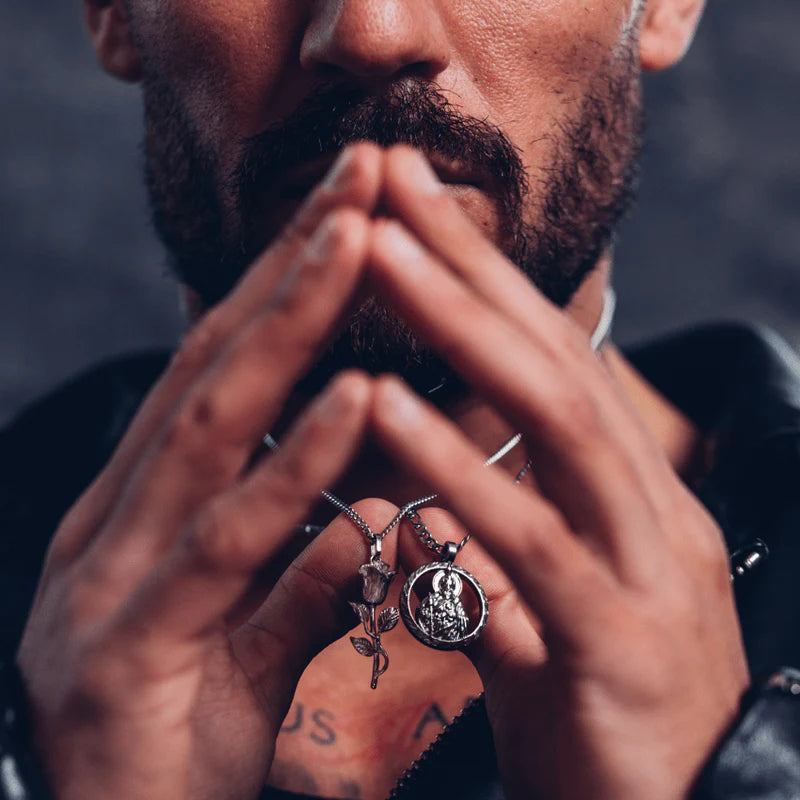 Rose Pendant Necklace - Silver Plated