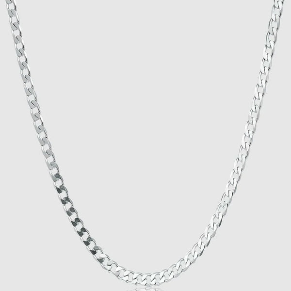 Silver Chain Necklace - Cuban 4mm