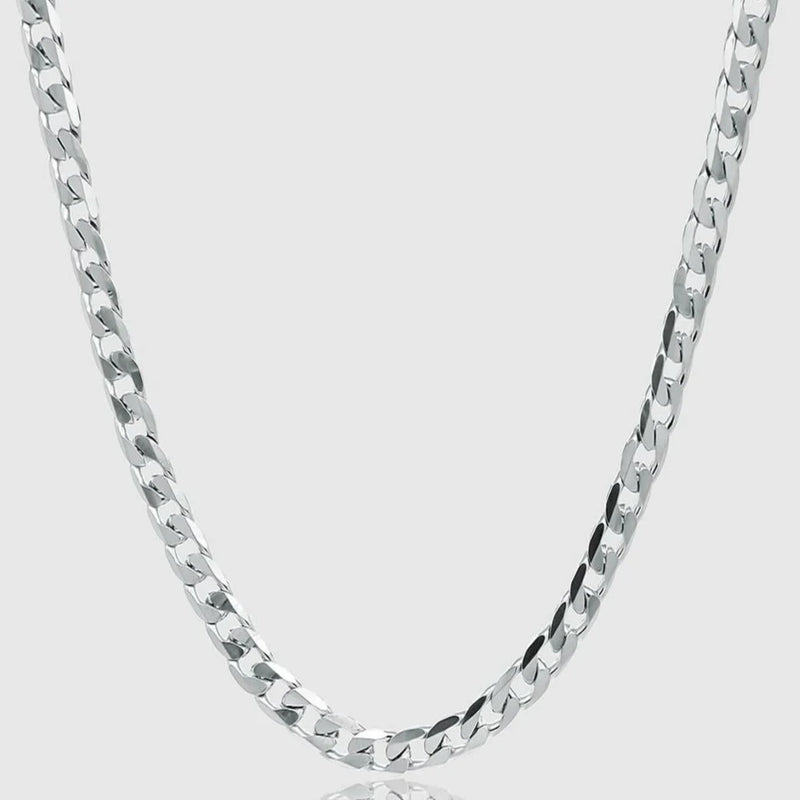 Silver Chain Necklace - Cuban 8mm