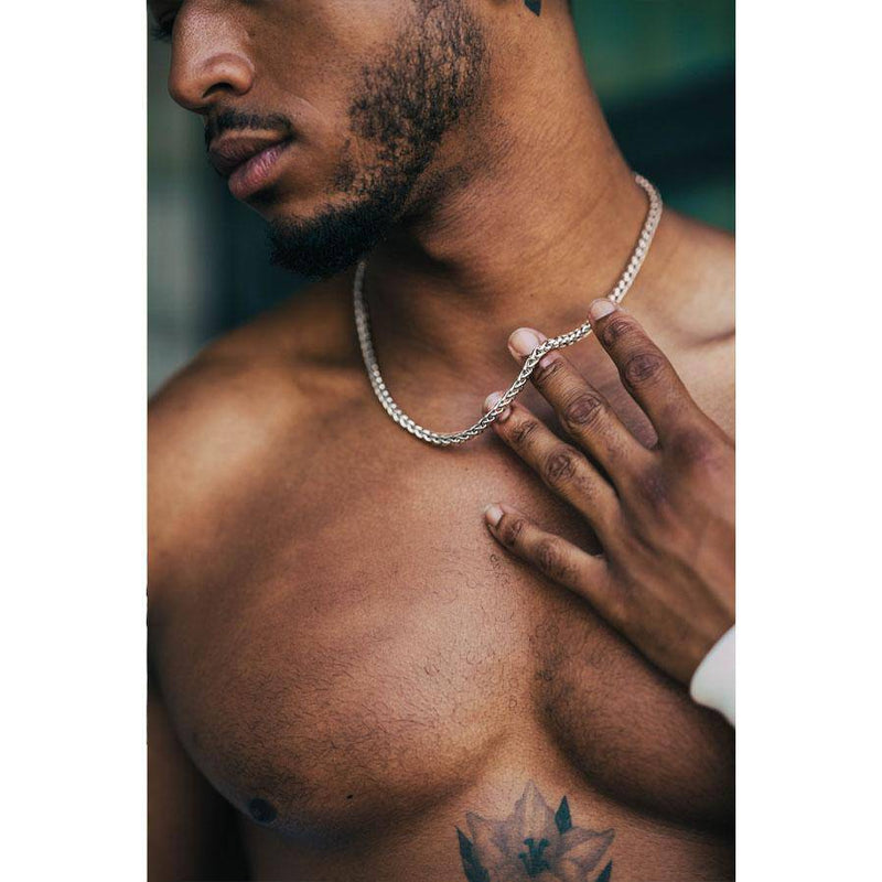 Silver Chain Necklace - Wheat 5mm