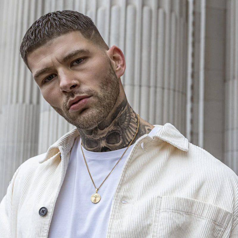 Gold Vitruvian Man Pendant Necklace